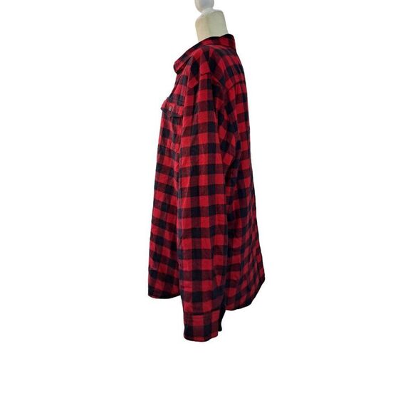 Lands' End Men's Large Buffalo Plaid Red Longs Sleeves Shirt Shacket Reversable - Picture 8 of 8